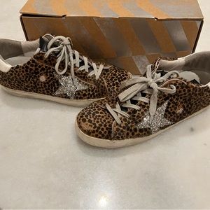 Golden Goose Superstar Glittered Leopard Sneakers Size 37